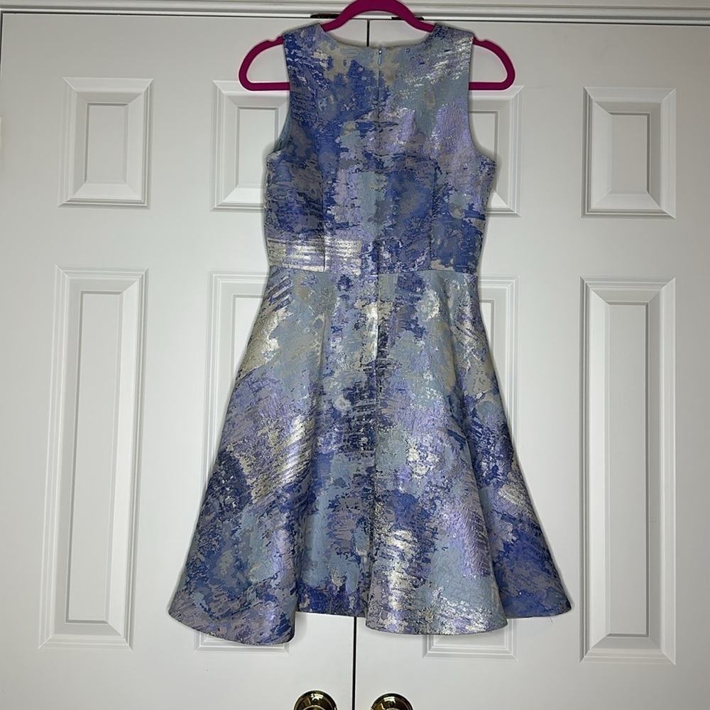 Alice Walk Sleeveless Flare Metallic Watercolor Dress Sz6 — image 8 of 8